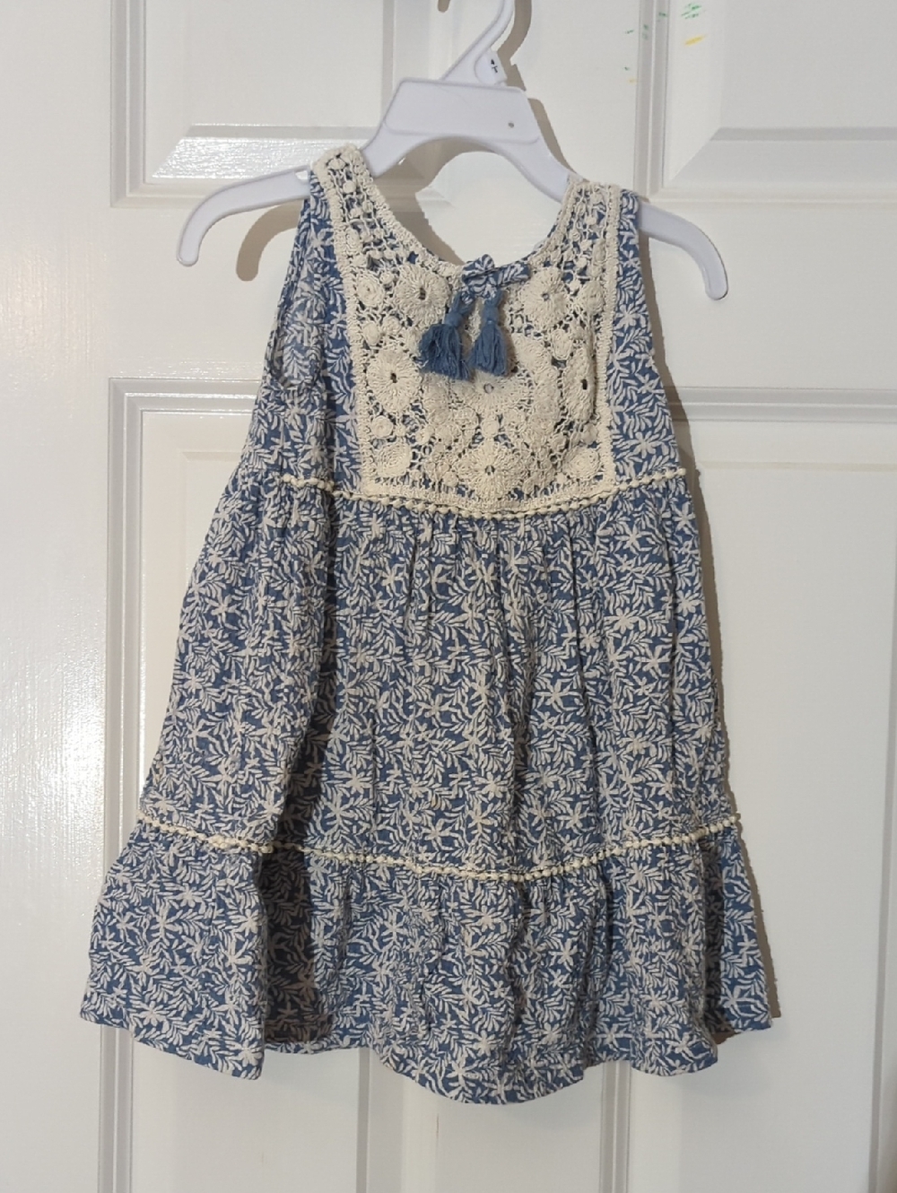 Toddler 3 Mayoral Blue and Cream Floral Dress